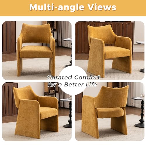 Sillón Chenille Geométrico Amarillo Moderno miniatura 6