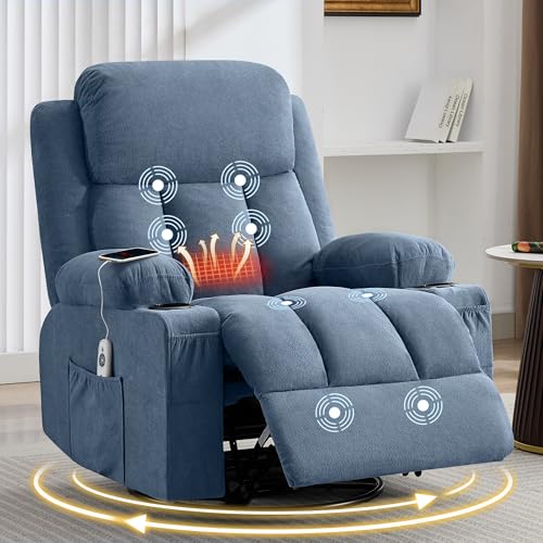 MAHOMICO Swivel Rocker Recliner Chair with Vibration...