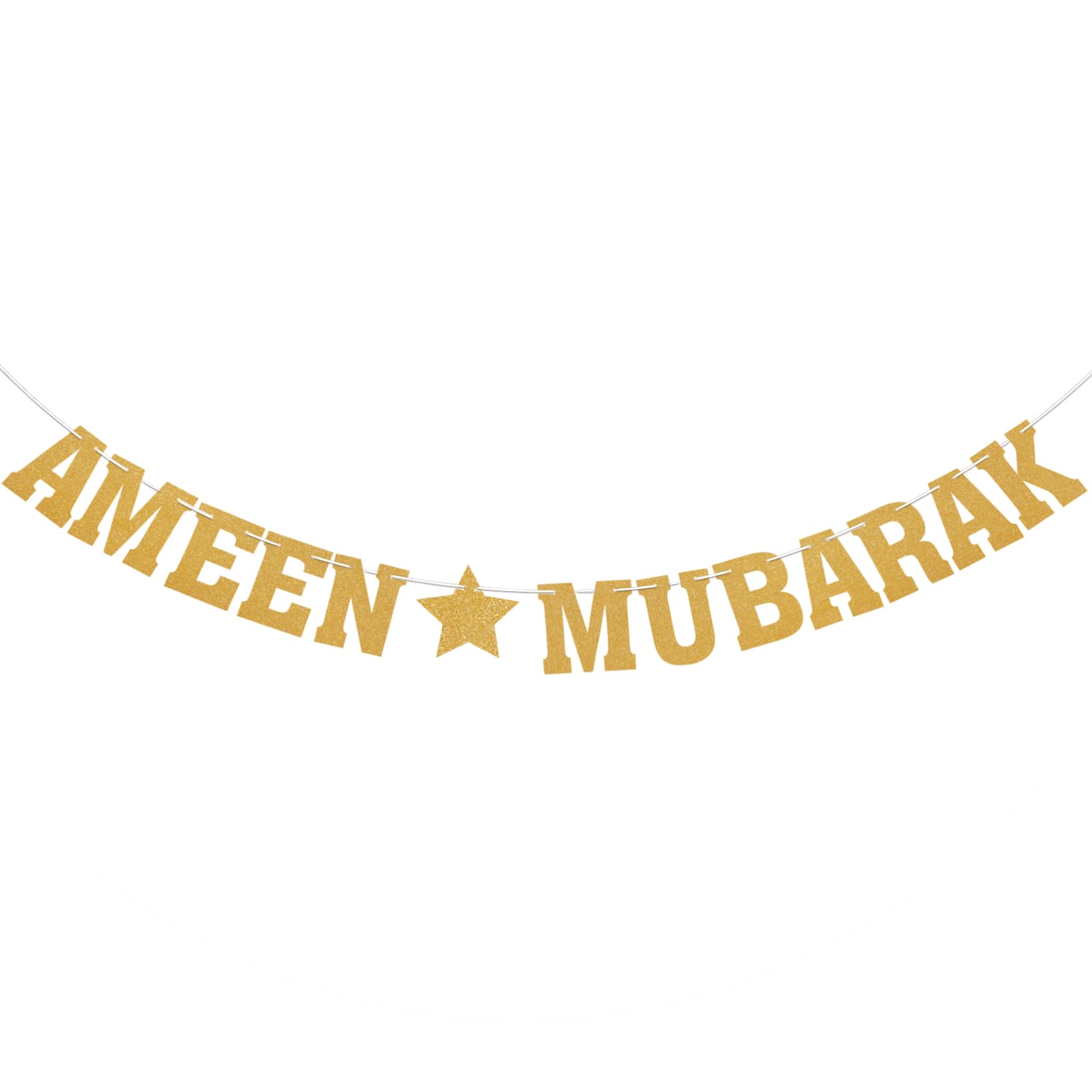 Ameen Mubarak Banner - Ramadan Mubarak Decor, Ameen Party Decorations, Muslim Islam Decorations, Wall Decoration Bunting Banner for Eid ul-Fitr