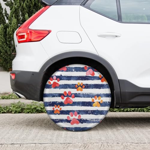 Image of Spare Tire Cover for RV Trailer, Animal Paw Print Tire Covers Universal Fit for Travel Trailer Camper Jeep RV SUV Truck Waterproof Wheel Cover (17 inch for Diameter 31 inch - 33 inch),A-391