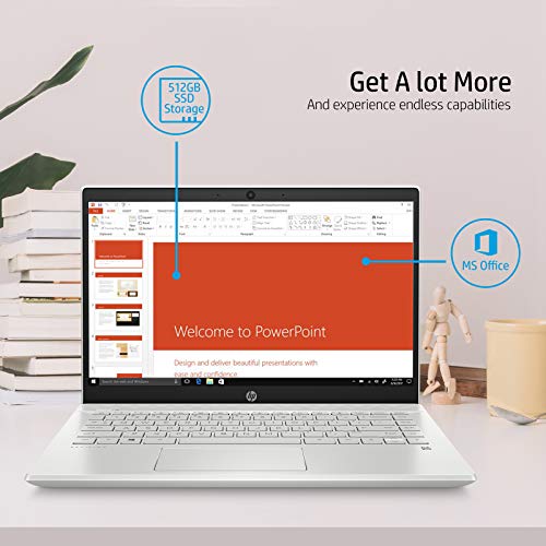 Image of HP Pavilion 10th Gen Intel Core i5 14 inches FHD Laptop(8GB /256GB SSD + 1TB HDD /Windows 10 /MS Office /Natural Silver /1.59 Kg), 14-ce3065tu