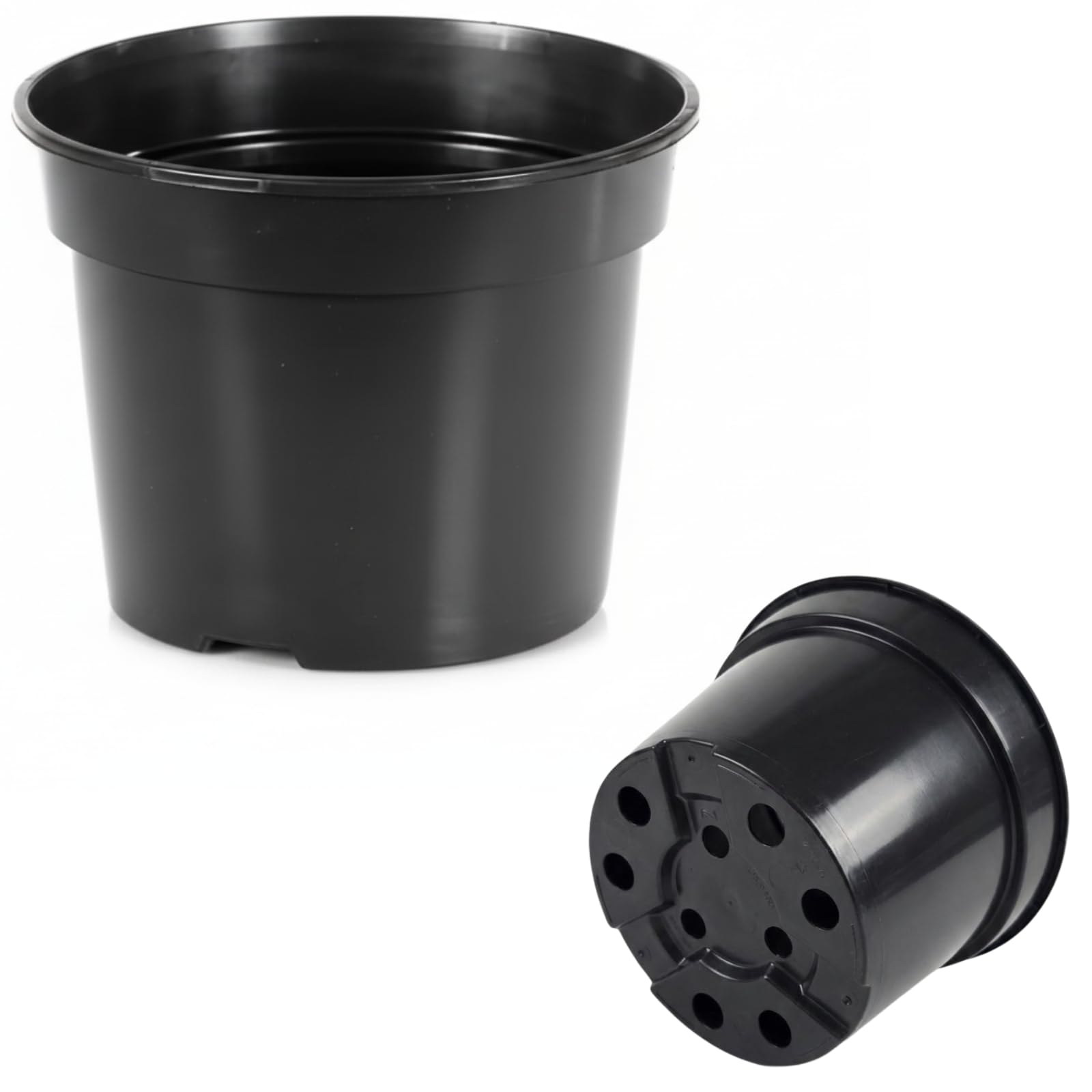 FUTURE GARDENING Black Plastic Plant Pots 0.5L 1L 2L 5L 7.5L 10L 12L 15L – Flower, Nursery & Growing Containers, Reinforced Rim, Extra Drainage – Multi Pack 1–200 (2L, Pack of 6)