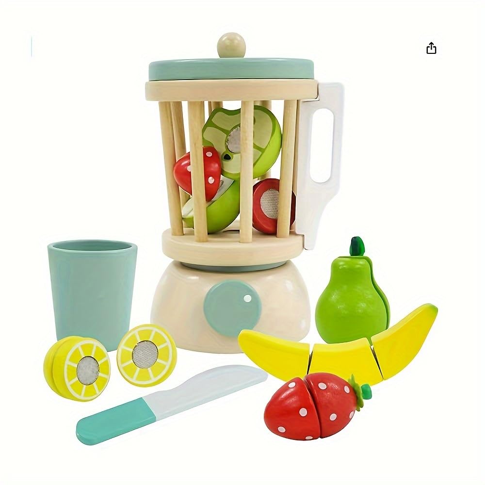 BLiSS HUES Wooden Mixer/Juicer & Blender Toy Set, 7 Pcs Pretend Play Kitchen Food Set- Pretend Cutting Fruits, Kitchen Toy Accessories for Kids (B0CV7SCJBB) Amazon Price History, Amazon Price Tracker
