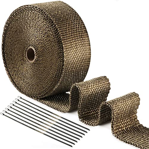 Westspark 10M/32ft Titanium Exhaust wrap Roll for Turbo Motorbike Heat Shield 5cm width (Titanium) + 10pcs Stainless Cable Locking Ties