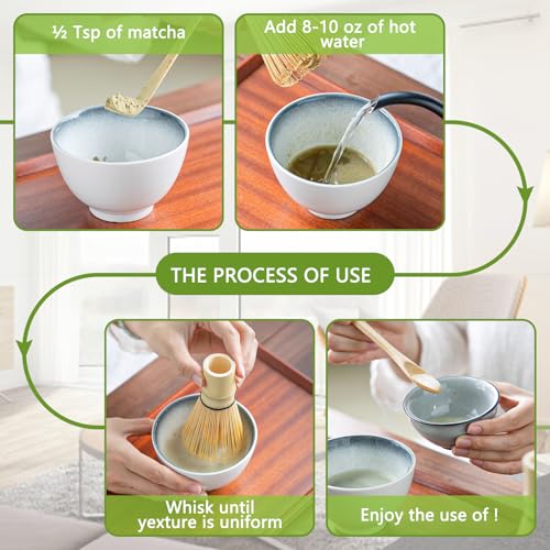 Fruste di Bamboo Set di 3 Pezzi giapponesi Matcha con 2 cucchiai Matcha 1 frusta Matcha in bambù 80-100 setole - immagine 6
