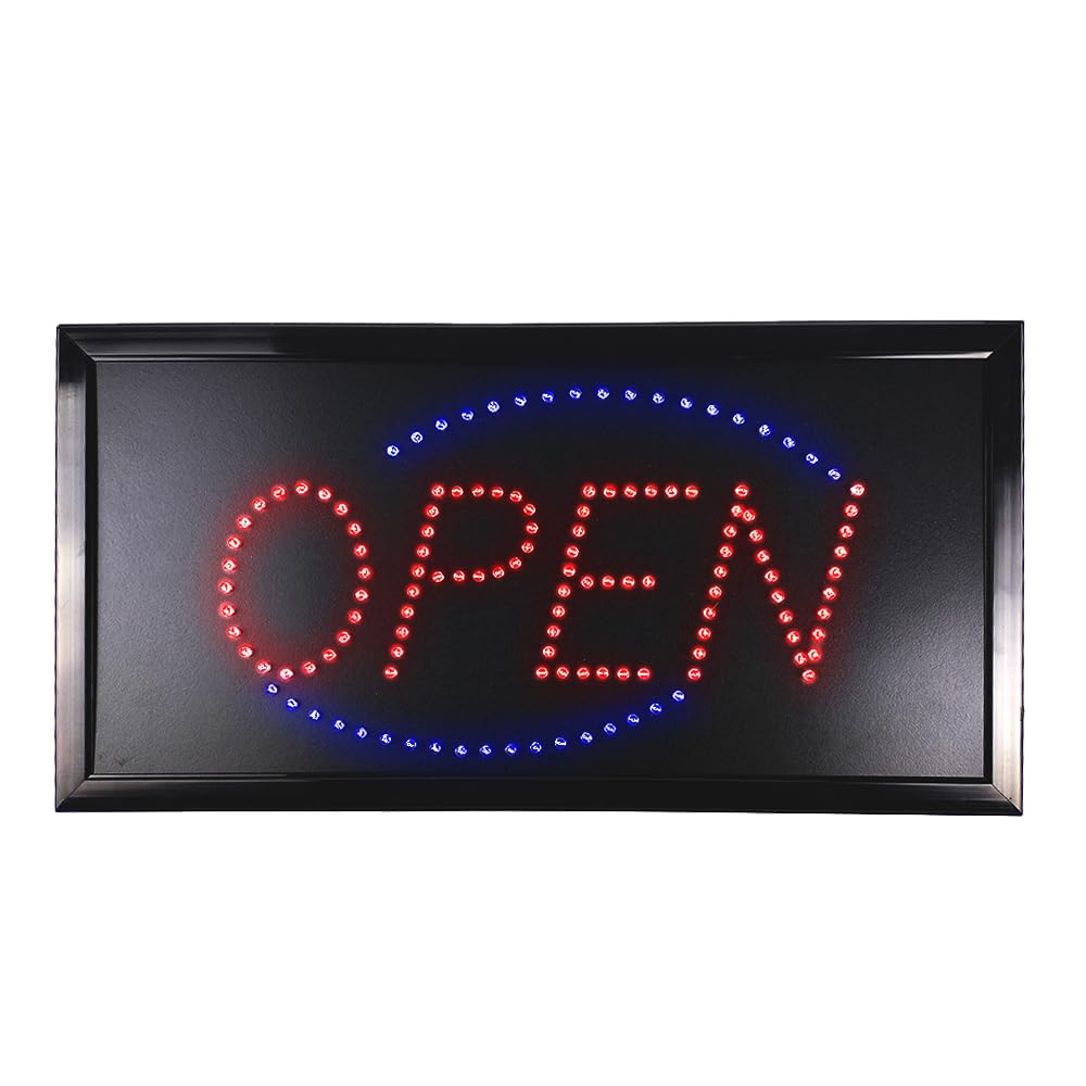 Ultra Bright Open Neon Light Sign For Business Window, Storefront Door, Salon, Bar and Shop, 19" x 10" Eye-Catching Red and Blue LED Electric Display