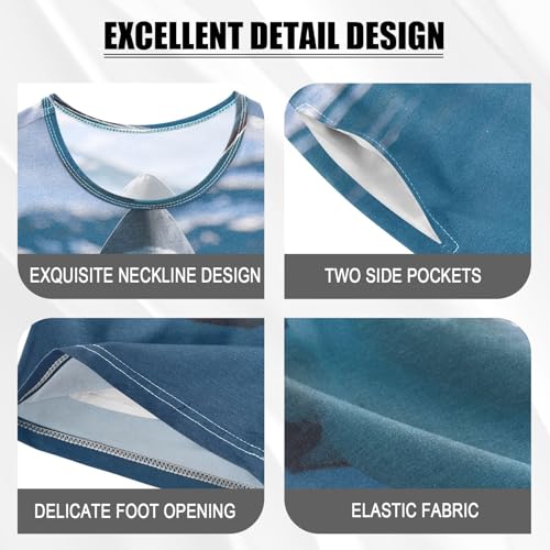 ALAZA Shark Magic Ocean Pajamas Set Short Sleeve Cotton Sleepwear Summer Pjs 2 Piece 5-14Y4