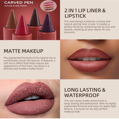 Delineador y perfilador de labios 2 en 1 resistente al agua miniatura 3