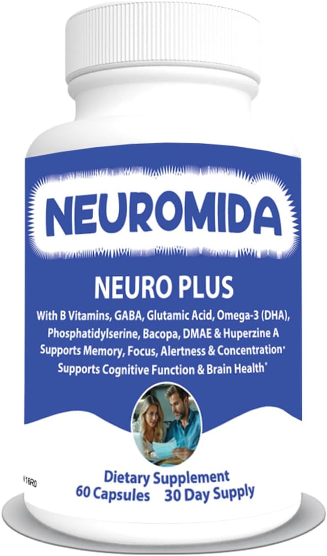 Neuro Plus – with Phosphatidylserine, B Vitamins, Omega-3, Magnesium – Supports Cognitive Function & Brain Health – Helps with Memory, Focus, Alertness & Concentration – 60 Capsules