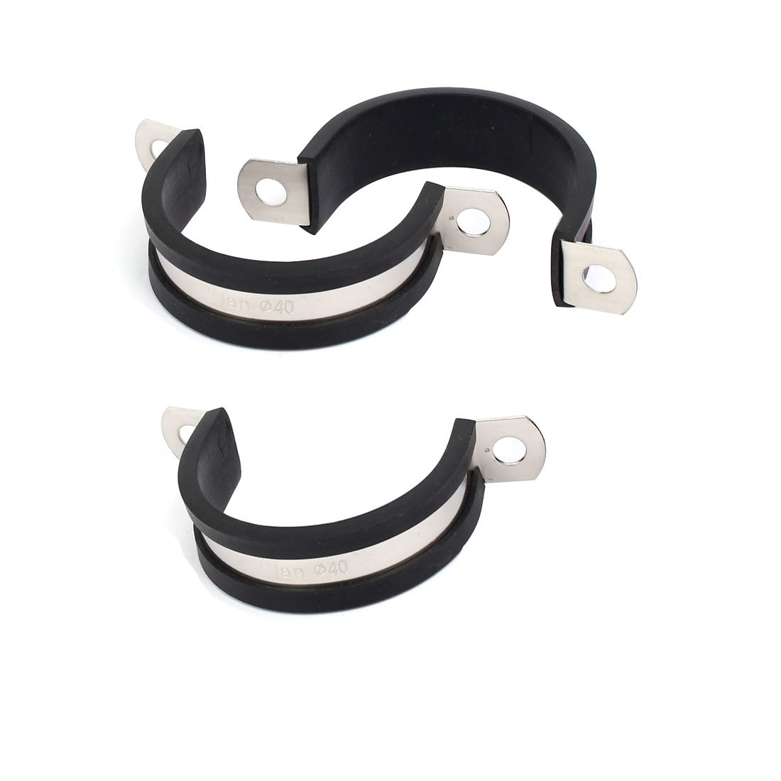 Uxcell Black,Silver Sourcingmap 40Mm Dia Epdm Rubber Lined U Shaped Pipe Tube Wire Clamps Clips 3Pcs