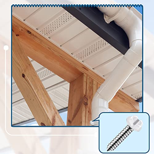 Shimeyao SHIMEYAO-WHITE HEX-542 120 Pcs #8 White Gutter Screws White Sheet Metal Screws White Hex Washer Head Screws White Self Tapping Screws White Zip Wood Screws thumb #4