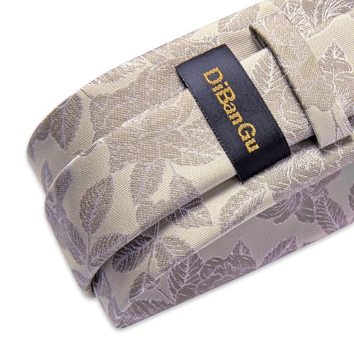 Image of DiBanGu Mens Paisley Tie Sets Silk Jacquard Woven Floral Necktie and Pocket Square Cufflinks Wedding Business Party