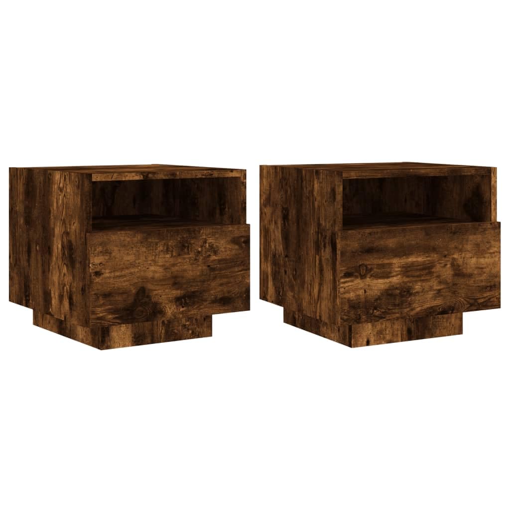 YUANCHUTOP Set of 2 Floating Bedside Table, 2 Tier Small Nightstand Open Shelf Wall Mounted Bedside Table for Bedroom Living Room Home Decor - Oak+Rustic