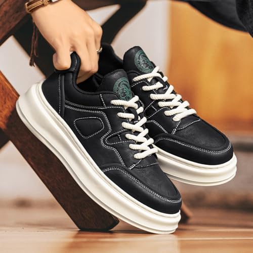 Mens Fashion Lace-Up Platform Sneakers Round Toe Low-Top Non Slip Casual Chunky Shoes for Gym Sports Tennis Jogging Running Walking2