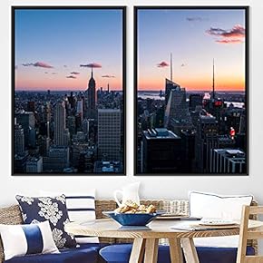 signwin 2 Piece Framed Canvas Wall Art Cityscape...