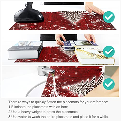Naanle Winter Holiday Christmas Placemats Set Of 4 Christmas Tree With Snowflake Heat-Resistant Washable Table Place Mats For Kitchen Dining Table Decoration #TOP3