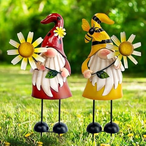 HONGLAND Metal Gnome Yard Art Set Cover
