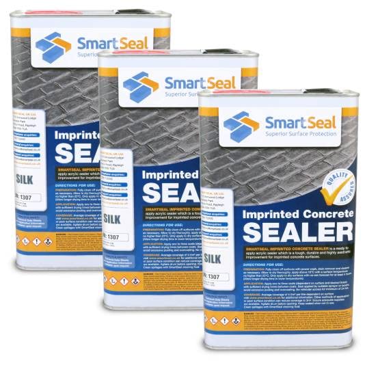Smartseal Imprinted Concrete Sealer - SILK/WET LOOK - Easy To Apply Driveway Sealer - Durable Protection Outdoor Concrete Sealer for Patterned Imprinted Concrete Driveways and Patios - (3 x 5 Litre)