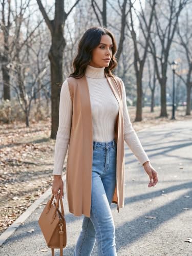 Image of Spicy Sandia Womens Sleeveless Long Knit Cardigan Vest | Open Front, Dressy Casual, for Office Work, Spring Fall 2026 Trendy