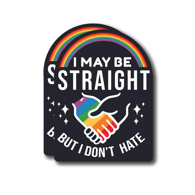 Autocollant arc-en-ciel I May Be Straight 12,7 cm FHJ983 Lot de 2