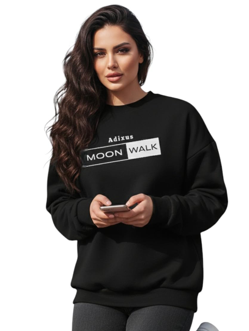 Printed Sweatshirt, Casual Crew Neck Pullover, Cotton Blend Fleece, Oversized Fit-picture-13