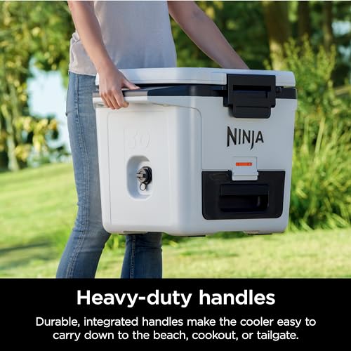 Image of Ninja FB131WH FrostVault 30qt Hard Cooler with Dry Zone, Integrated Fridge-Temp Dry Storage Drawer, Premium Heavy-Duty Insulated Cooler, Keeps Ice for Days, Cloud White