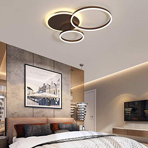 Plafonnier LED lampe de salon moderne dimmable avec télécommande marron - 4