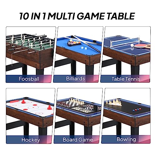 PEXMOR 10 in 1 Multi Game Set für Erwachsene und Familie, 48 Zoll Spieltisch mit Hockey, Kickerball, Pool, Ping Pong, Shuffleboard, Schach, Dame, Bowling, Backgammon – Bild 3