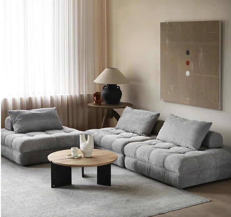 Good Luck Furniture Factory LLC Minimalist 4 seater beige wohnzimmer corner modular modern sectional living room furniture sofa set sleeper sofa (Grey)