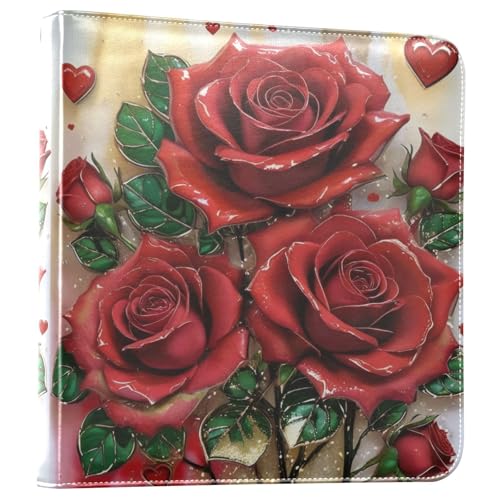 Álbum de fotos autoadhesivo para bricolaje FLildon con cubierta de cuero PU rojo, 40 páginas, 3 anillos, tamaño 11.8 x 11.2 pulgadas miniatura 1