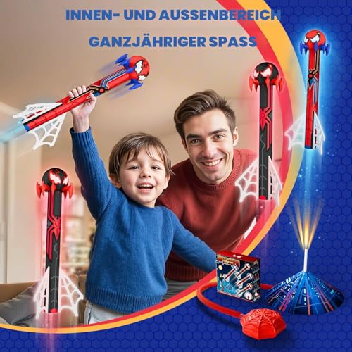 Spielzeug ab 3 4 5-12 Jahre Jungen,Raketen Spielzeug für Kinder 4 Raketen mit Netz-Design Pumpe Geschenk Junge 3-12 Jahre Kinderspielzeug Garten Outdoor Spiele - Ostergeschenke für Kinder