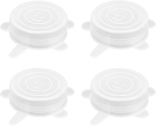 Paquete de 4 tapas elásticas de silicona reutilizables de 2.6 pulgadas, fundas de silicona para almacenamiento de alimentos, tapas elásticas