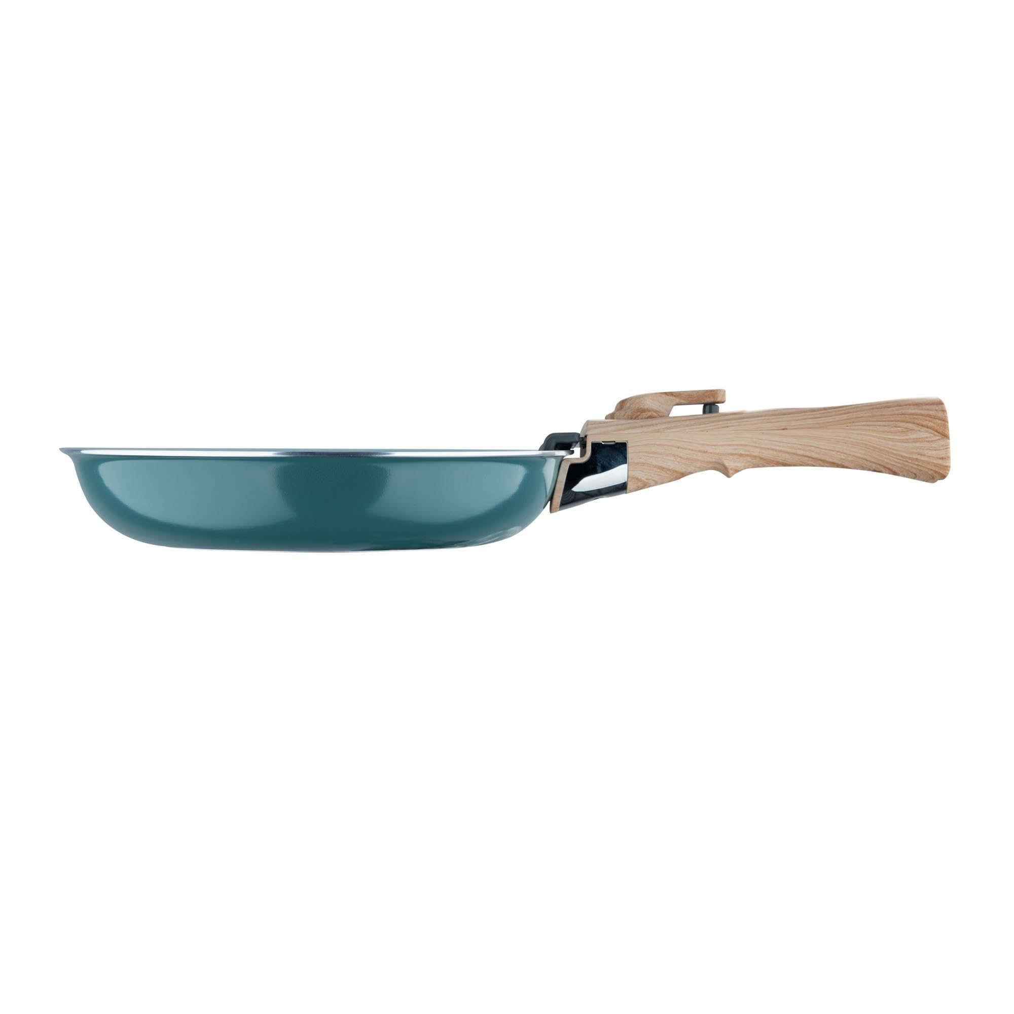Set de 4 Sartenes Ø22Ø24Ø26Ø28cm en Aluminio prensado Verde + 2 Mangos extraíbles Click&Cook Bergner