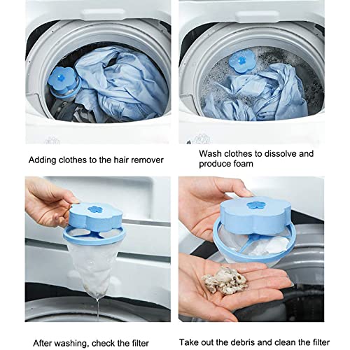 Neijiang Lint Catcher For Laundry,Pet Hair Remover For Laundry,Washing Machine Floating Lint Mesh Bag,Reusable Household Hair Filter Washer Lint Trap Net Pouch 4 Pieces (Blue, Pink) #TOP5