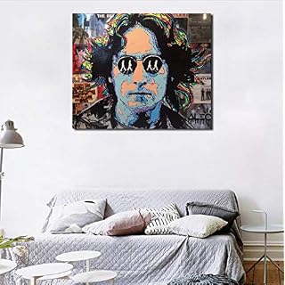 QINGRENJIE John Lennon Mur Art Toile Affiches Imprime Peinture À l’huile Mur Photos pour Chambre Moderne Décor À La… - Les Beatles, Paul McCartney, John Lennon, RIngo Starr, George Harrison QINGRENJIE John Lennon Mur Art Toile Affiches Imprime Peinture À l'huile Mur Photos pour Chambre Moderne Décor À La… – Image 2