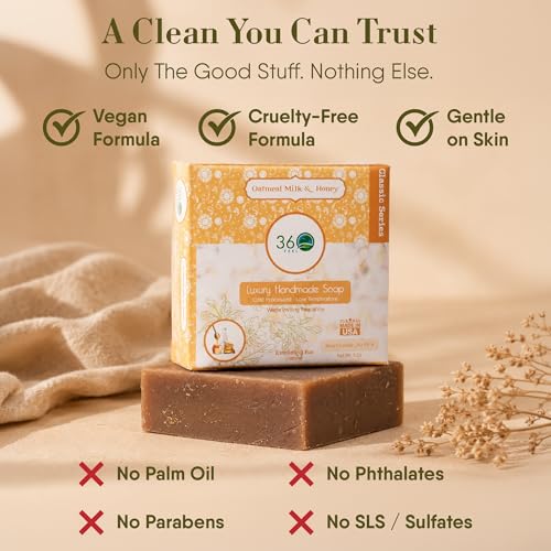 Image of 360Feel Handmade Castile Soap - Oatmeal Milk & Honey, 5 oz, 4-Pack