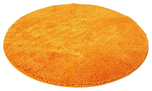 Kinzler J-10001/38 hochwertige Mikrofaser Badematte Uni, 90 cm, rund, flusenfrei, pflegeleicht, Terra