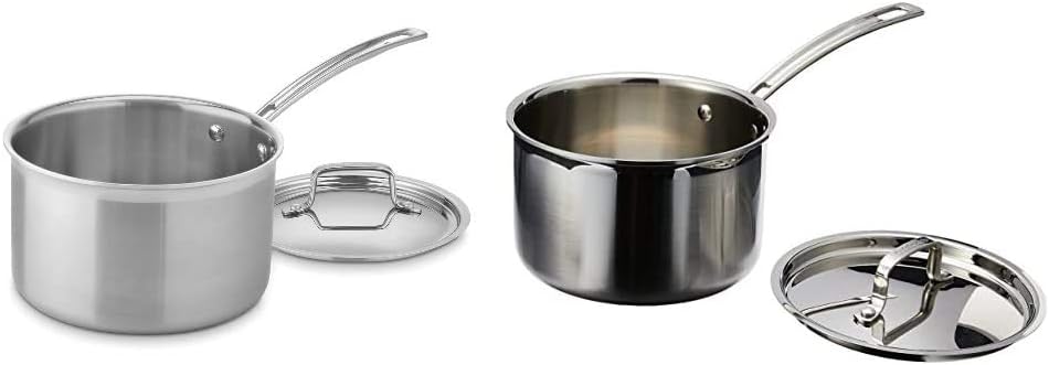Cuisinart MCP194-20N MultiClad Pro Stainless Steel 4-Quart Saucepan with Cover & MultiClad Pro Stainless Steel 3-Quart Saucepan with Cover