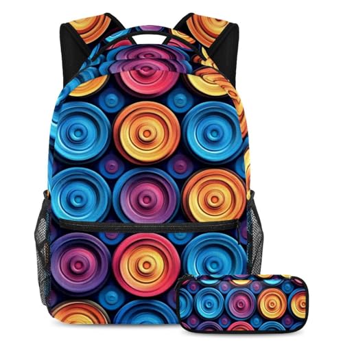 Sac à dos imprimé disques colorés résistant et spacieux pour ranger toutes vos affaires de cours