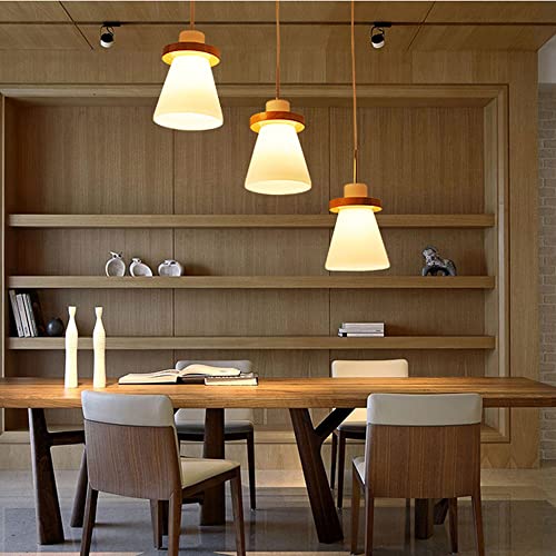 Suspension E27 bois et verre pour éclairage de table sushi bar