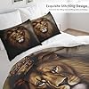 Pamnest Comforter Set Queen Size, King Lion Golden Soft 3 Pcs Bedding for Kids and Adults, Animal Painting Cat Comforter Set with 2 Pillowcases, for Bedroom Bed Decor #3