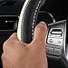 Leather Car Steering Wheel Cover, Non-Slip Car Wheel Cover Protector Breathable Microfiber Leather Universal Fit for Most Cars (Green)