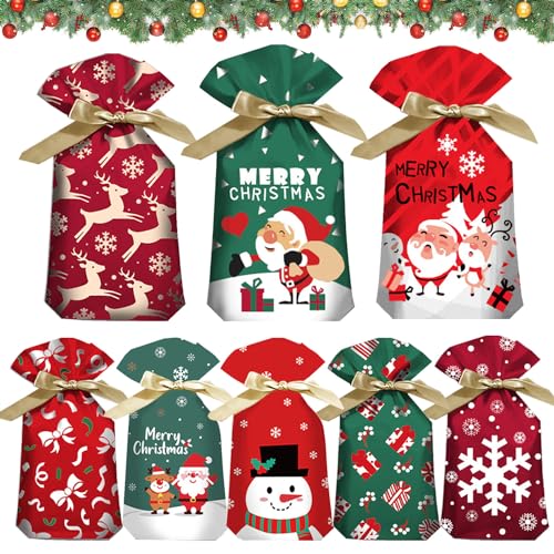 HaloCasa 36 Bolsas Regalo Navidad, Bolsas de Regalos Navidad, Bolsas de Golosinas de Navidad, Bolsa de Navidad en Pequeño y Grande para Regalo Navidad Fiesta de Navidad Dulces Chuches