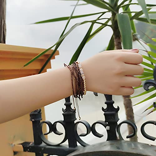Kelitch Colorful Tassel Miyuki Hand Bracelets Handmade Rope Wrap Bracelets Fashion Women Bracelets Adjustable Style (Coffee E) #TOP5