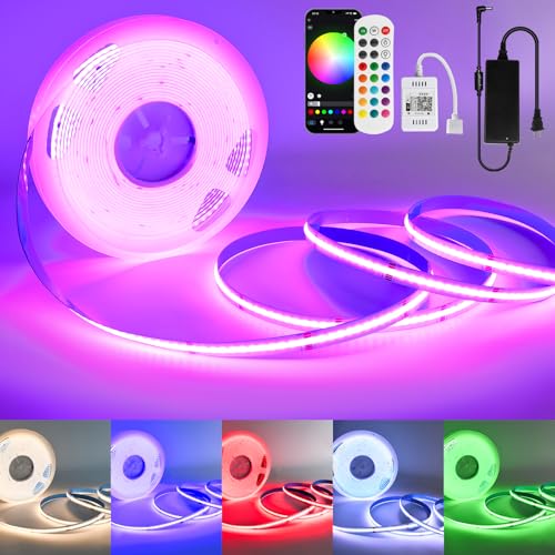 Tira LED RGBW COB 32.8 FT 24V con control WiFi y remoto miniatura 1
