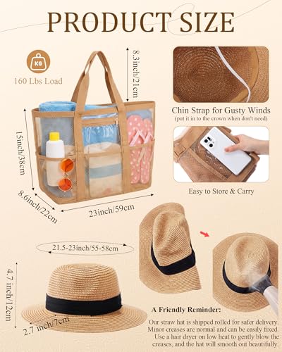 Conjunto de sombrero y bolso de playa para mujer miniatura 5