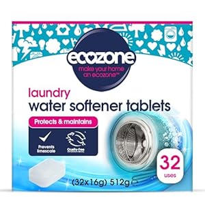 Ecozone Laundry Water Softener Tablets, De-scaler Prevents Limescale & Makes Cleaning Detergent More Effective, Protects & Maintains Washing Machine Appliance, with Salt, Vegan-Friendly (32 Tablets)
