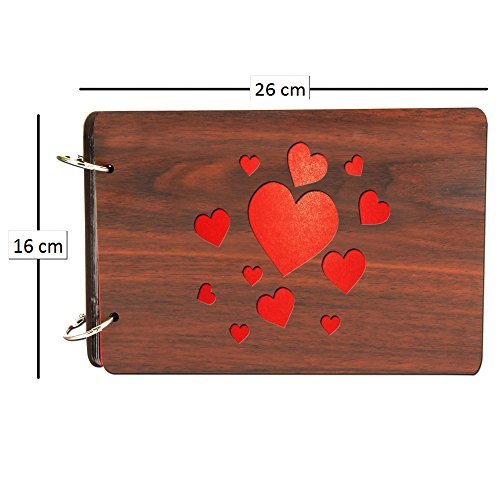 Sehaz Artworks SimpleHearts Scrapbook Photo Albums for 4x6 Photos for Baby Birthdays, Couples Husband Wife Wedding (26 cm X 16 cm X 4 cm, Brown) 1