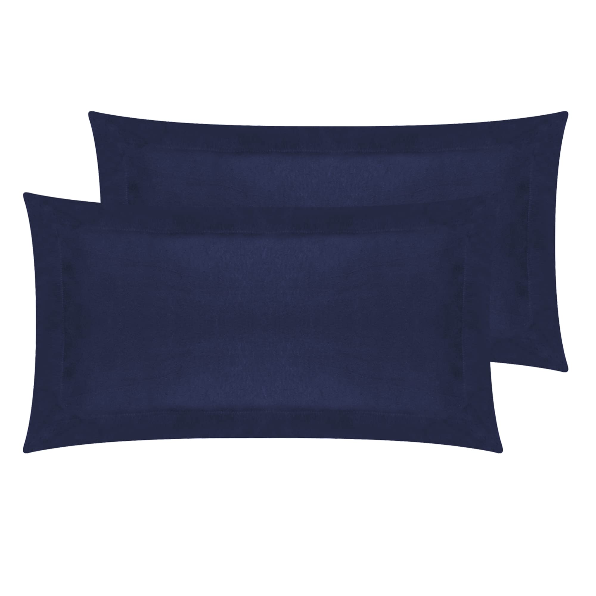 ED 100% Brushed Cotton Duvet Cover Sets | Plain Dyed Reversible Flannelette Bedding Sets With Matching Pillowcases (Additional Oxford Pillowcase Pair, Navy)