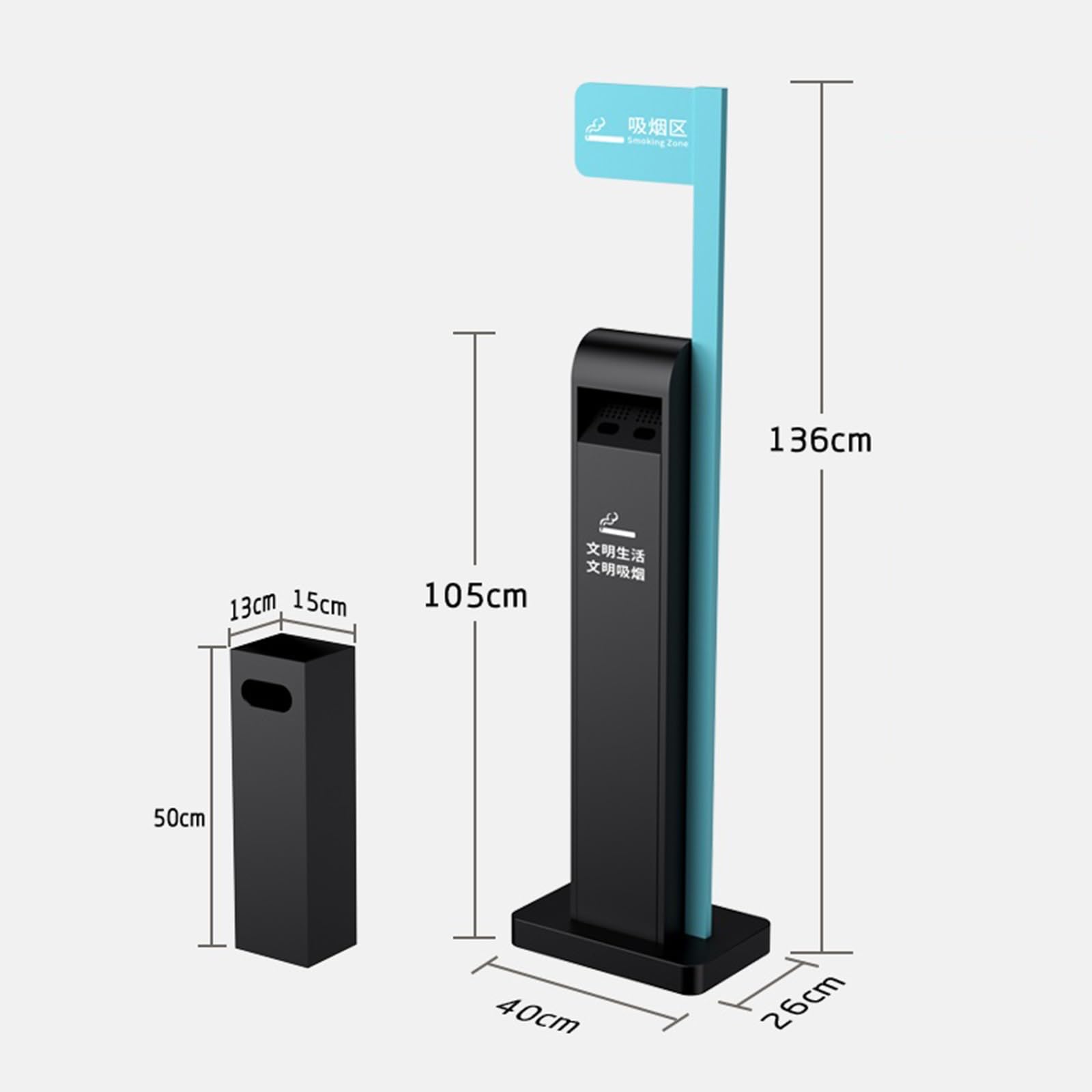 DFEDHF Garbage Cans Outdoor Floor-Standing Ashtray Stainless Steel Ash Column Vertical Smoke Cigarette Butt Trash Can Cigarette Butt Collection Outside Trash Bin